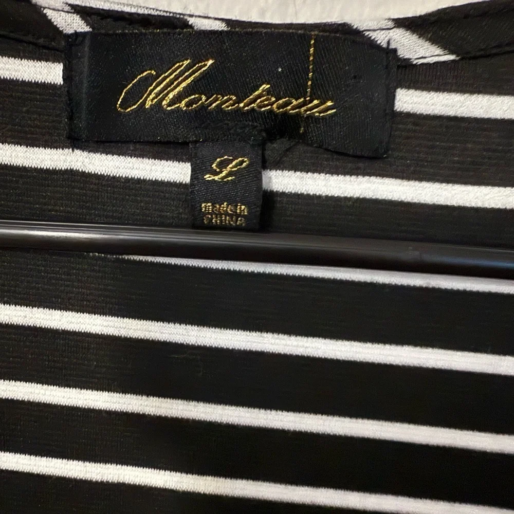Monteau Navy and White Striped Mini Dress - Picture 4 of 4